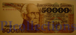 POLONIA - POLAND 50000 ZLOTYCH 1989 PICK 153a UNC PREFIX "A" RARE - Poland