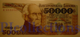 POLONIA - POLAND 50000 ZLOTYCH 1989 PICK 153a UNC PREFIX "A" RARE - Pologne