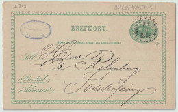 SUÈDE / SWEDEN - 1885 - "WALDEMARSVIK" CDS On 5ö Postal Card Mi.P6.I Addressed To Söderköping - Covers & Documents