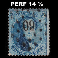 BELGIUM.1865.King Leopold I.20c.YVERT 15B.CANCEL 60.PERF 14 ½ - 1863-1864 Medaglioni (13/16)