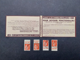 Carnet Vide 1933 Série 354 Paix 20x0,50f Rouge Couverture 10f Devenir Fonctionnaire Pub Art Vivant Hahn Art Vivant Art V - Old : 1906-1965