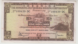 The Hong Kong And Shangai Banking Corporation : Banconota Da 5 Dollars 1969 - Hong Kong