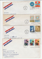 1961 -1966 United Nations 4 FDCS  Air Mail To Germany Cover Stamps Airmail Label - FDC