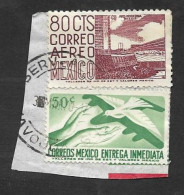 SE)1970 MEXICO  FRAGMENT WITH TWO BELLS, UNIVERSITY STADIUM 80C SCT C194 & IMMEDIATE DELIVERY, PALOMA 50C SCT E22, USED - Mexico