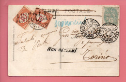 ITALIE . SEGNATASSE 5 Et 10 CENTESIMI . TAXE . NON RÉCLAMÉ . DE NICE À TURINO - Réf. N°941T - - Postage Due