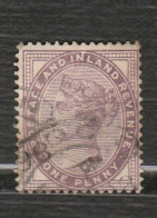 Timbre Postage And Inland Revenue 1 Penny Lilas Queen Victoria Année 1881 Mi 651 - Usati