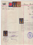 1925.  AUSTRIA,VIENNA,VIKTOR SCHMIDT & SONS,INVOICE TO SERBIA,APPROVED BY YUGOSLAV CONSULATE,6 VARIOUS REVENUE STAMPS - Fiscales