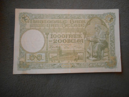Ancien Billet De Banque Belgique 1943 1000 Francs - 1000 Frank & 1000 Frank-200 Belgas