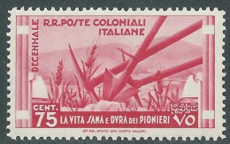 1933 EMISSIONI GENERALI DECENNALE 75 CENT MNH ** - RA15-6 - Emissions Générales