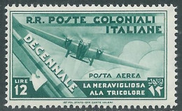 1933 EMISSIONI GENERALI DECENNALE POSTA AEREA 12 LIRE MNH ** - RA23 - Emisiones Generales