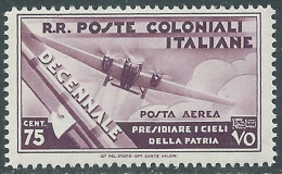 1933 EMISSIONI GENERALI DECENNALE POSTA AEREA 75 CENT MNH ** - RA23 - Emissions Générales