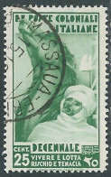 1933 EMISSIONI GENERALI USATO DECENNALE 25 CENT - RA8-2 - Algemene Uitgaven