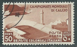 1934 EMISSIONI GENERALI POSTA AEREA USATO MONDIALI DI CALCIO 50 CENT - RA6-3 - Algemene Uitgaven
