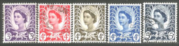 414 G-B Regionals Wales And Monmouthshire 5 Stamps Queen Elizabeth (REG-33) - Galles