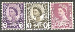 414 G-B Regionals Wales And Monmouthshire 3 Stamps Queen Elizabeth (REG-34) - Pays De Galles