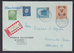 Berlin R Brief Mit Attraktiver Frankatur Heuss I+III U.a. Hamburg Karlsruhe 1960 - Covers & Documents