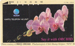 INDONESIA - Orchids/Phalaenopsis Chih Shang Stripes, Say It With Orchid, 03/95, Used - Indonésie