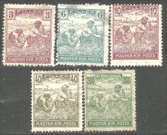 494 Hongrie 1916 Harvesting Wheat Cereal Moissson Blé Céréale 5 Differents MH * Neuf (HON-124) - Used Stamps