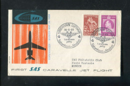 "DAENEMARK" 1959, SAS-Caravelle-Erstflugbrief "Kopenhagen-Munich" (B0058) - Luchtpostzegels