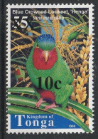 Tonga  2004  10C Surcharge On Bird,Blue Crowned Lorikeet MNH - Parrots