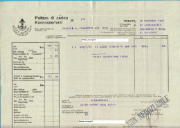 AUSTRIAN LLOYD (Osterreichischer L) Bill Of Landing Trieste 1911. Austria Lloyd Austriaco Konnossement Polizza Di Carico - Andere & Zonder Classificatie