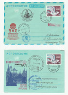 2 SPECIAL FLIGHT Aerogramme UN To THAILAND EXHIBITION & UN BALLOON FLIGHT United Nations Postal Stationery Aviation - Posta Aerea