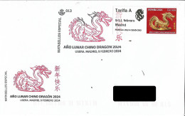 SPAIN. POSTMARK. CHINESE LUNAR YEAR. DRAGON. USERA. MADRID. ATM. 2024 - Other & Unclassified