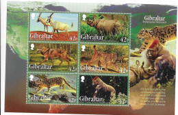 Gibraltar Mnh ** Animal Sheet 2012 Rhino Wolf Leopard Gorilla Sold Below Face Value - Gibraltar