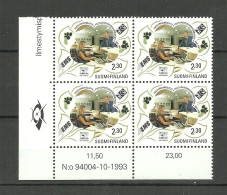 FINLAND FINNLAND 1994 Michel 1244 As 4-block With Order Number - Neufs