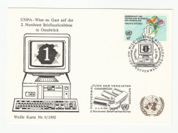 1992 Illus COMPUTER Postcard EVENT Vienna Austria United Nations Cover Stamps Computing Un - Informática