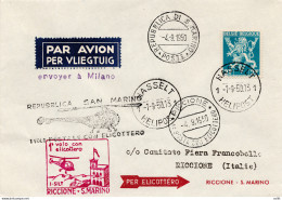 Elicottero (Hassel Belgio) Riccione/San Marino Del 4.9.50 - Aerogramma - Poste Aérienne
