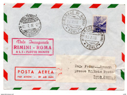 A.L.I. I° Volo Rimini/Roma Del 15.7.50 - Aerogramma Rimini Per Roma - Airmail