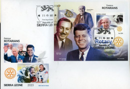 Sierra Leone 2023, Rotary, Kennedy, Walt Disney, Pope Francis, BF In FDC - Papes