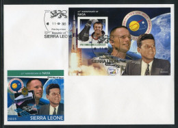 Sierra Leone 2023, Space, NASA, Kennedy, BF In FDC - Kennedy (John F.)