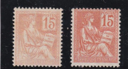 FRANCE - TYPE MOUCHON - 1900/1901 - N° 117  ORANGE - VARIETE DE COULEURS - NEUFS - 1900-02 Mouchon