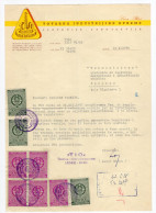 1958. YUGOSLAVIA,SLOVENIA,LESCE,BLED,TIO,TOVARNA IND. OPREME,LETTERHEAD,LETTER TO BELGRADE,8 REVENUE,TAX STAMPS - Covers & Documents