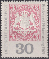 1969 Deutschland > BRD, ** Mi:DE 601, Sn:DE 1008, Yt:DE 466, Bayern Marke Nr. 4, Philatelistentag Garmisch-Partenkirchen - Francobolli