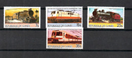 Guinea 1985 Satz 1076/79 Lokomotive/Zuge/Eisenbahn Postfrisch - Guinea (1958-...)