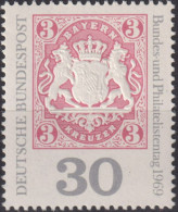 1969 Deutschland > BRD, ** Mi:DE 601, Sn:DE 1008, Yt:DE 466, Bayern Marke Nr. 4, Philatelistentag Garmisch-Partenkirchen - Giornata Del Francobollo