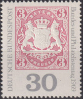 1969 Deutschland > BRD, ** Mi:DE 601, Sn:DE 1008, Yt:DE 466, Bayern Marke Nr. 4, Philatelistentag Garmisch-Partenkirchen - Tag Der Briefmarke