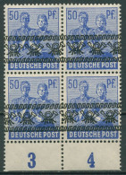 Bizone 1948 Bandaufdruck 4er-Block Platte Unterrand 48 I P UR Postfrisch - Mint