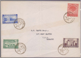 1st Anniversary Of Independence 9 July 1948 Circulated Cover Calcutta India To Karachi Pakistan Cover 1948 - Covers & Documents