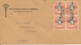 Jamaica FDC 1-5-1956 In A Block Of 4 - Jamaica (...-1961)