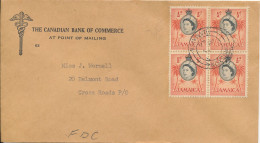 Jamaica FDC 1-5-1956 In A Block Of 4 - Jamaïque (...-1961)