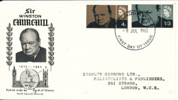 Great Britain FDC 8-7-1965 Sir Winston Churchill Complete Set Of 2 With Cachet - 1952-1971 Pre-Decimal Issues