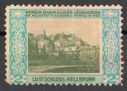 Salzburg CASTLE PALACE Hellbrunn Palace CHARITY 1910 Austria Label Cinderella Vignette VEREIN LEIBGARDEN - Schlösser U. Burgen