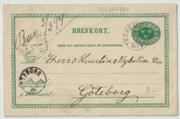 SUÈDE / SWEDEN - 1894 - "TECKOMATORP" CDS On 5ö Postal Card Mi.P6.II Addressed To Göteborg - Briefe U. Dokumente