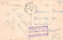 TONKIN-ASIE-ASIA-ASIEN-Cachet Tampon-Bâteau-Croiseur PRIMAUGUET-Forces Navales D'extrême Orient Franchise Postale 1938 - Schiffe