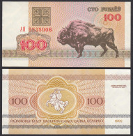 Weißrussland - Belarus 100 Rubel 1992 UNC (1) Pick Nr. 8 - Bison  (31528 - Altri – Europa