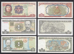 Kuba - Cuba - 1,1,3 Pesos 1995-2004 Pick 112,113,121d UNC (1)    (31912 - Altri – America